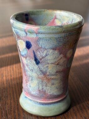 Unique Peter Flanagan BC Studio Pottery Vessel Cup Bud Vase 5” Marked Interior